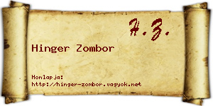 Hinger Zombor névjegykártya